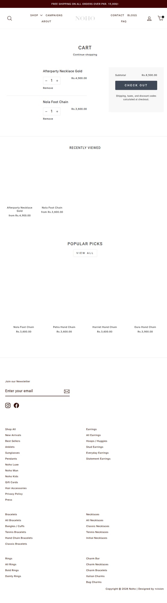 Noho Cart Page